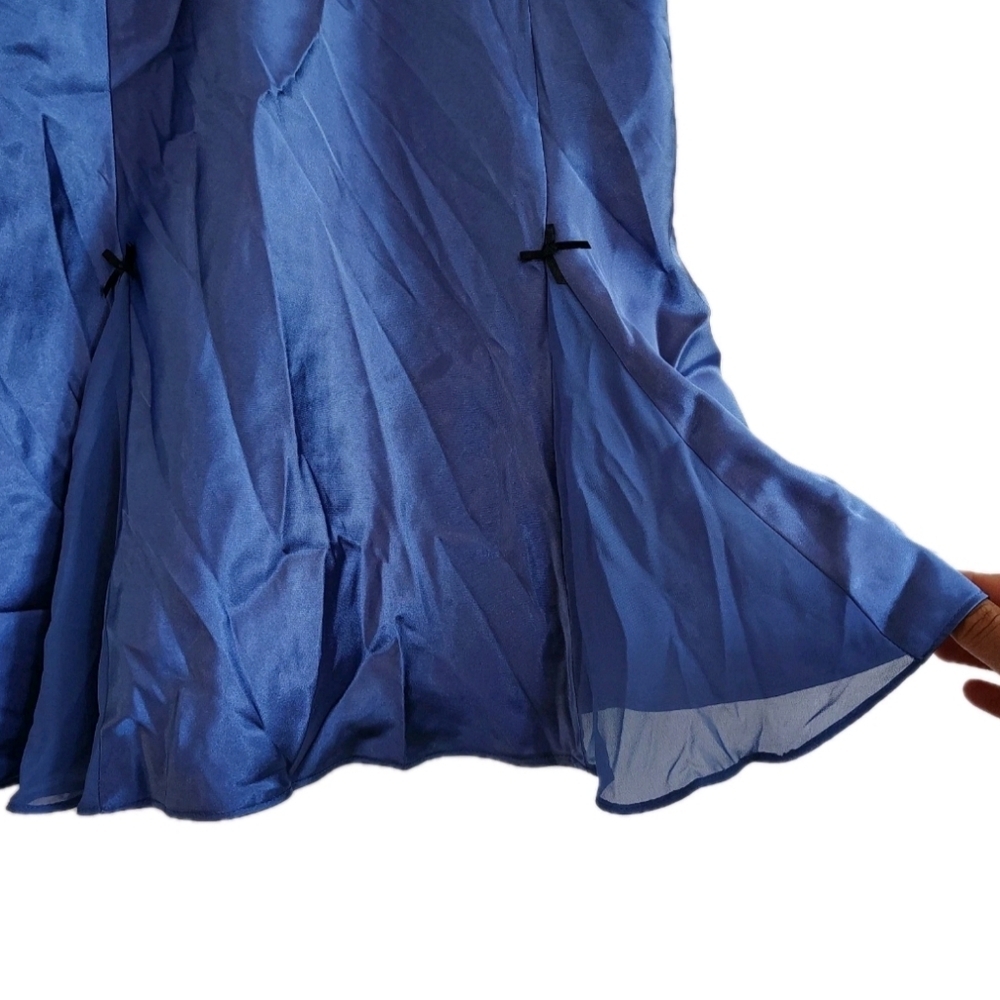 Womens Coquette Satin Slip Dress Size M Blue Lace Trim Babydoll Y2K Fairycore - Picture 3 of 11